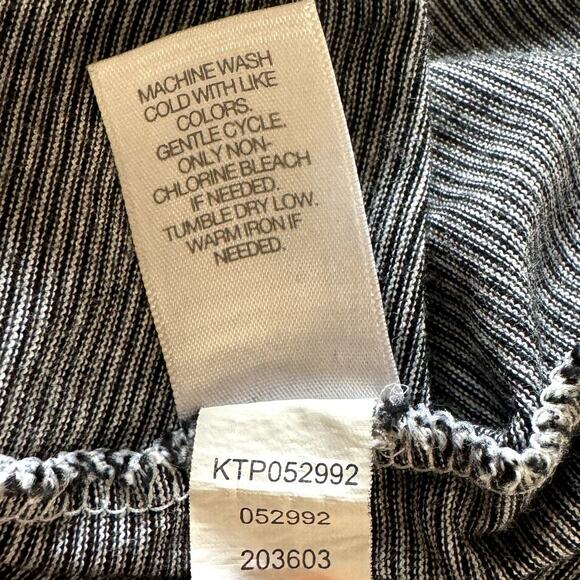 Women's Pure Jill Blk White Striped Asymmetrical Tunic Long Sleeve Cotton Top PL - Picture 8 of 9